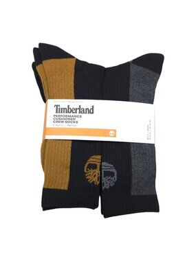 Timberland Performance Cushioned Crew Socks 6-Pack Mens Shoe Size 9-12 Black